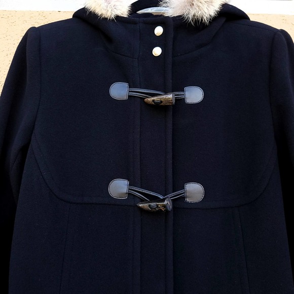 MICHAEL Michael Kors Black Toggle Coat with Fur Trim - Picture 6 of 10